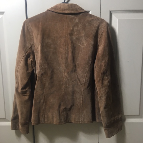 VTG Leather Jacket Suede Moto Brown Pockets Biker - Picture 12 of 13
